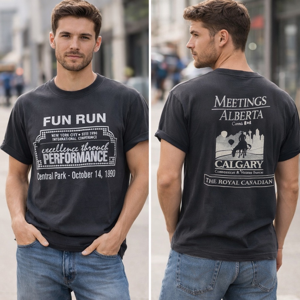 🔥 Vintage 1990 Fun Run Central Park Tee – Single Stitch – Size L 🔥